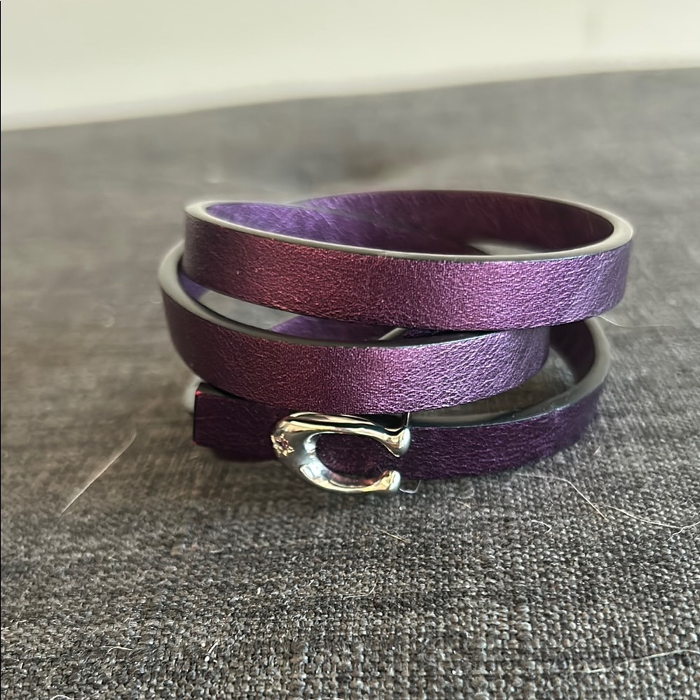 Elegant Purple  Coach Leather Wrap Bracelet